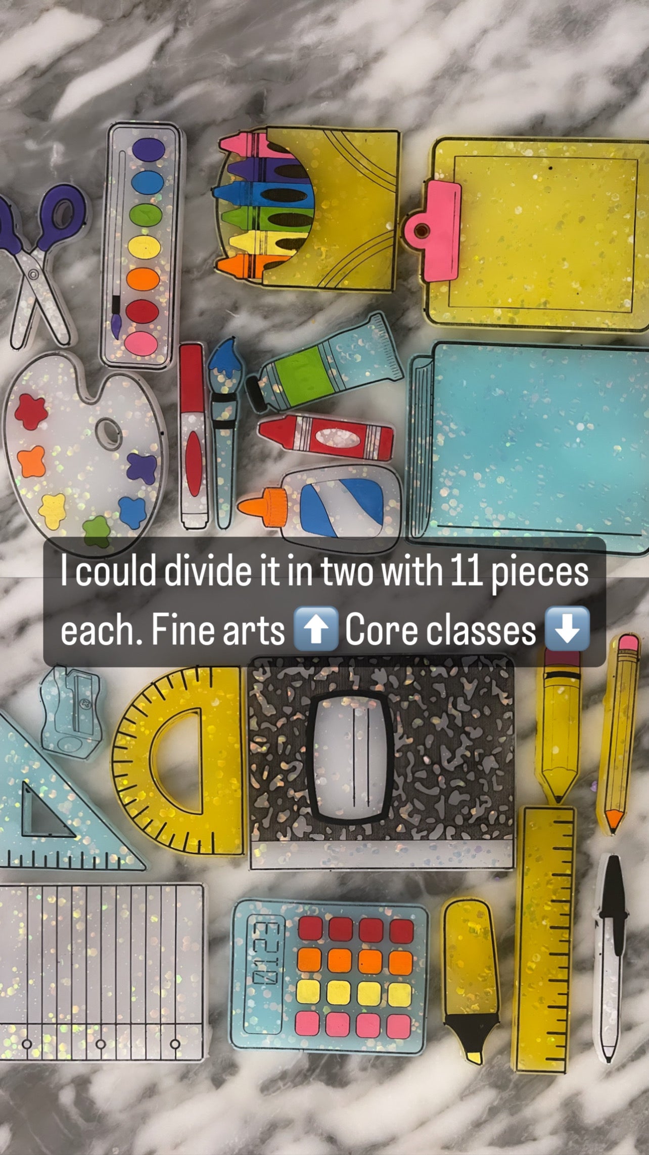 School supplies loose parts