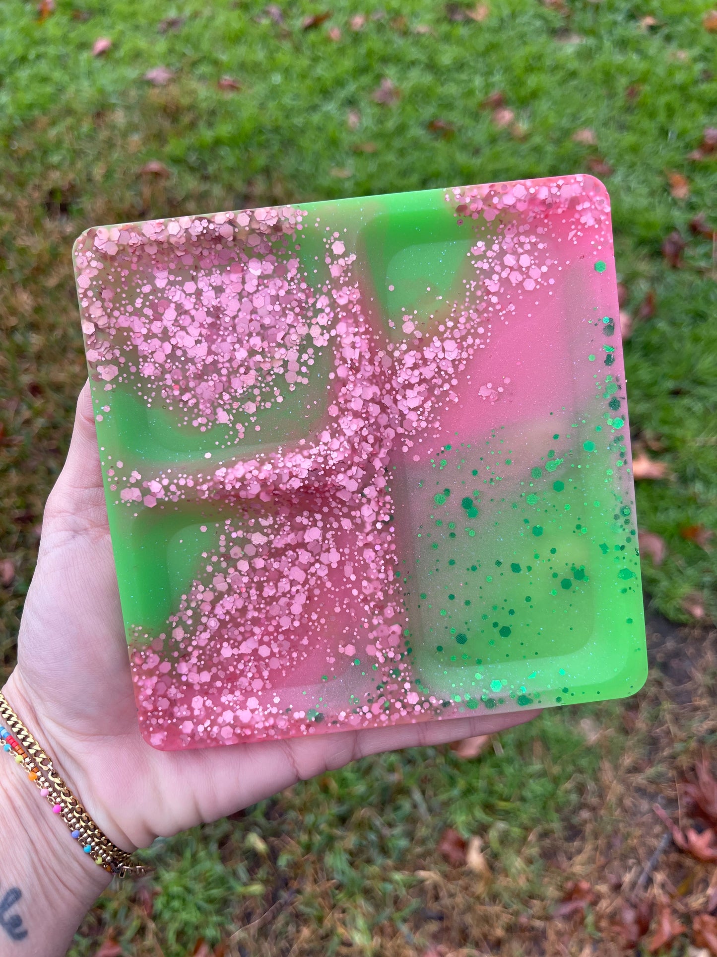 Square three part tray