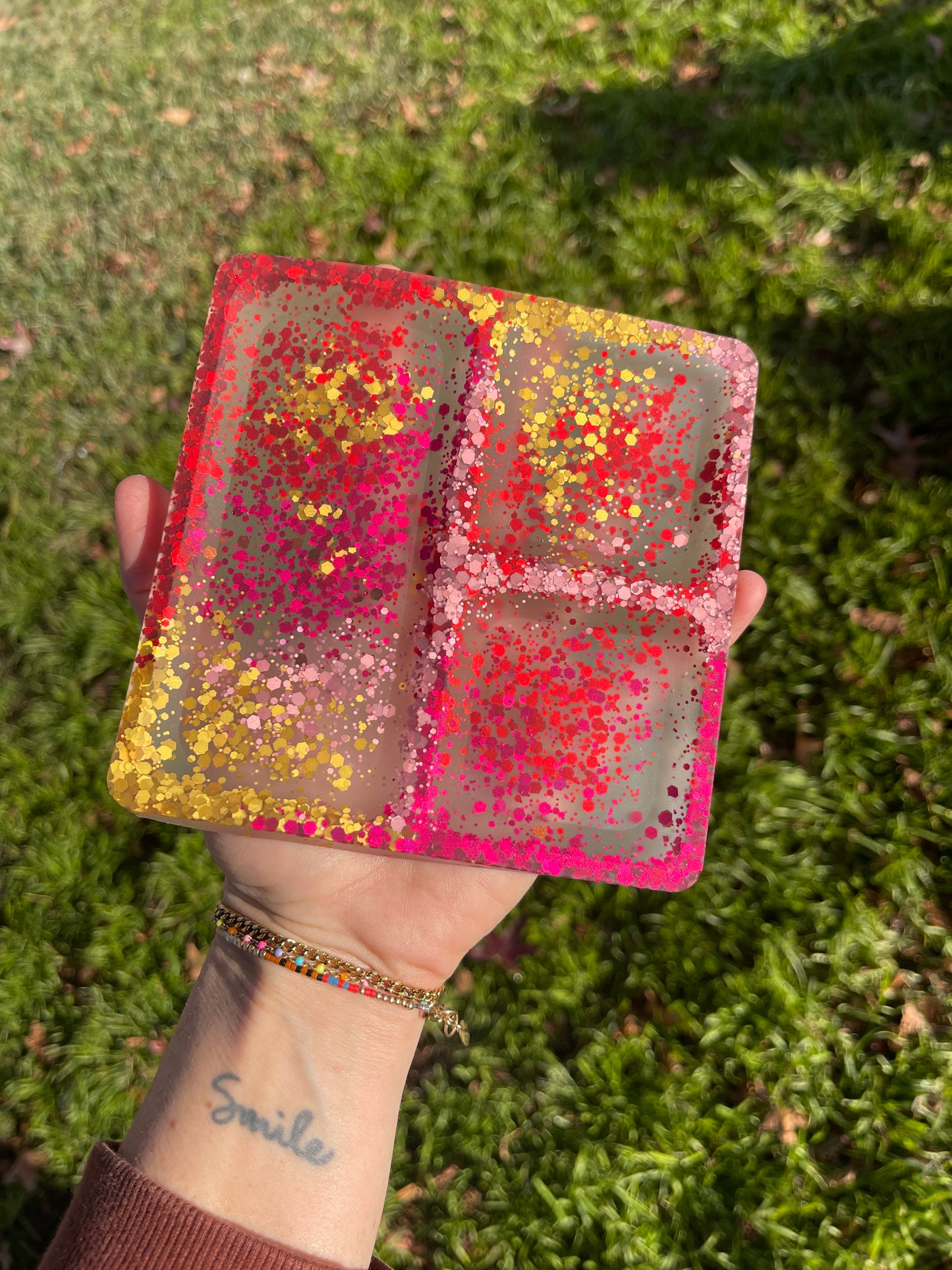 Square three part tray